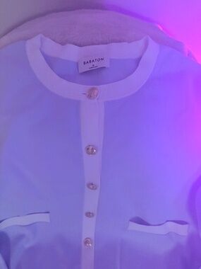 Aritzia : Babaton - Powder Blue & White Button-Up Cardigan